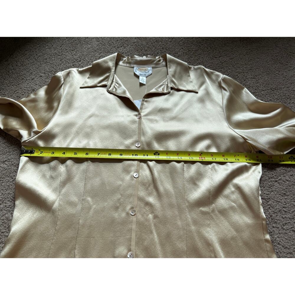 Talbots Pure Silk Dress Shirt Button Up Blouse Capsule Minimalist Office Siren - Picture 3 of 7
